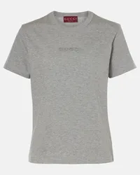 Gucci T-shirt in jersey di cotone con logo Grigio