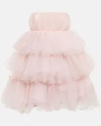 ROTATE Birger Christensen Miniabito in tulle senza spalline Rosa