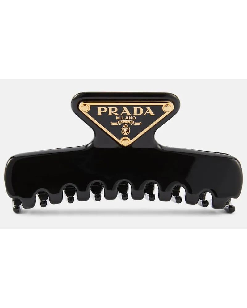 Prada Fermacapelli con logo Nero