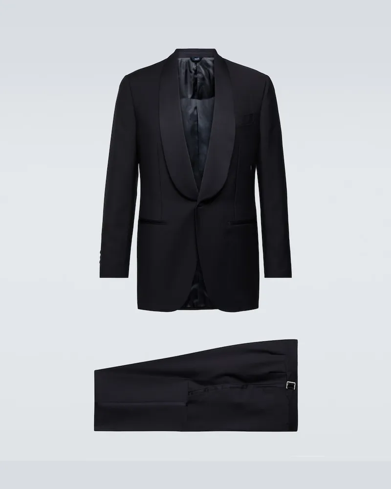Thom Sweeney Smoking in lana e mohair Blu