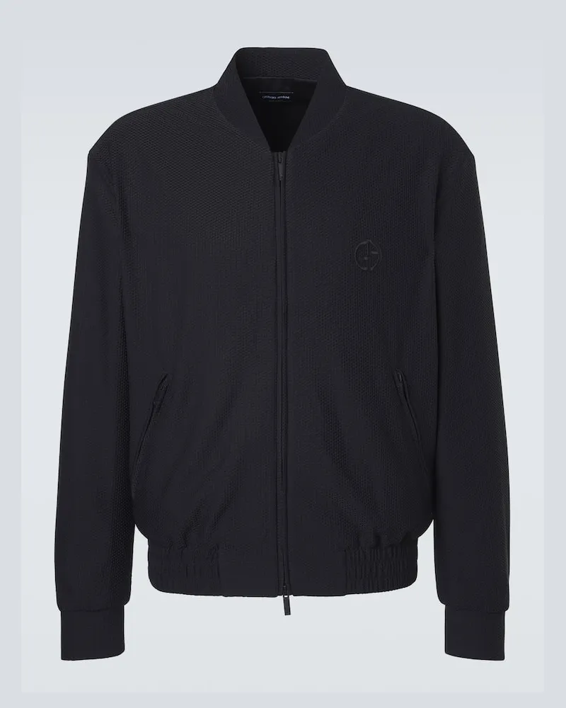 Giorgio Armani Giacca blouson in maglia waffle Nero