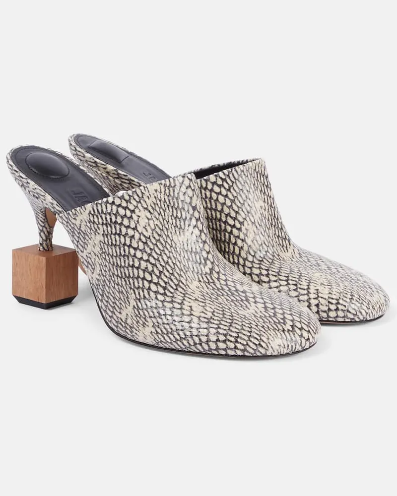 Jacquemus Mules Bisou 90 in pelle stampata Beige