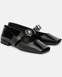 Versace Ballerine Gianni Ribbon in vernice Nero