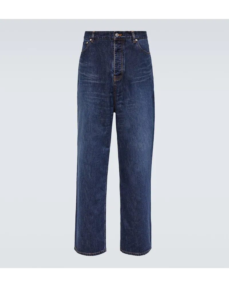 Balenciaga Jeans a gamba larga e vita media Blu