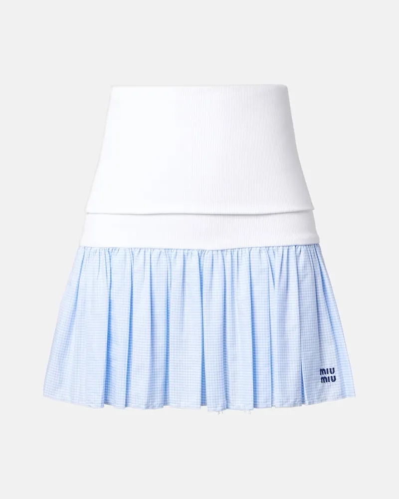 Miu Miu Minigonna in jersey e popeline a quadri Blu