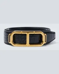 Tom Ford Cintura Scored T in pelle stampata Nero