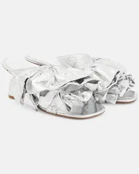 Dries van Noten Mules in pelle Argento