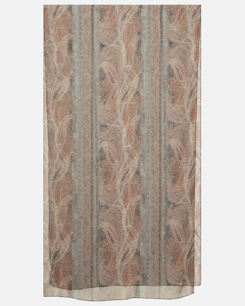 Saint Laurent Foulard in seta con stampa Multicolore