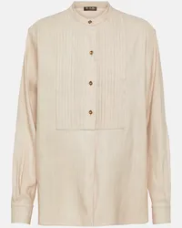 Loro Piana Blusa in seta con pieghe Beige