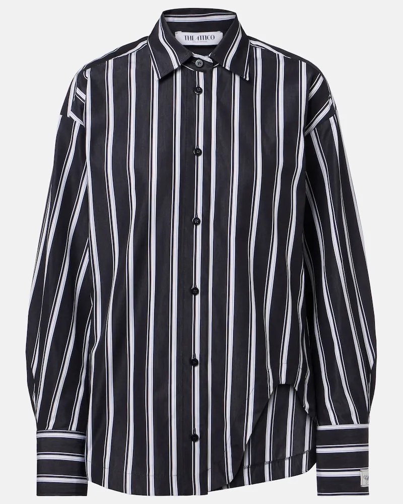 ATTICO Camicia in popeline di cotone a righe Nero