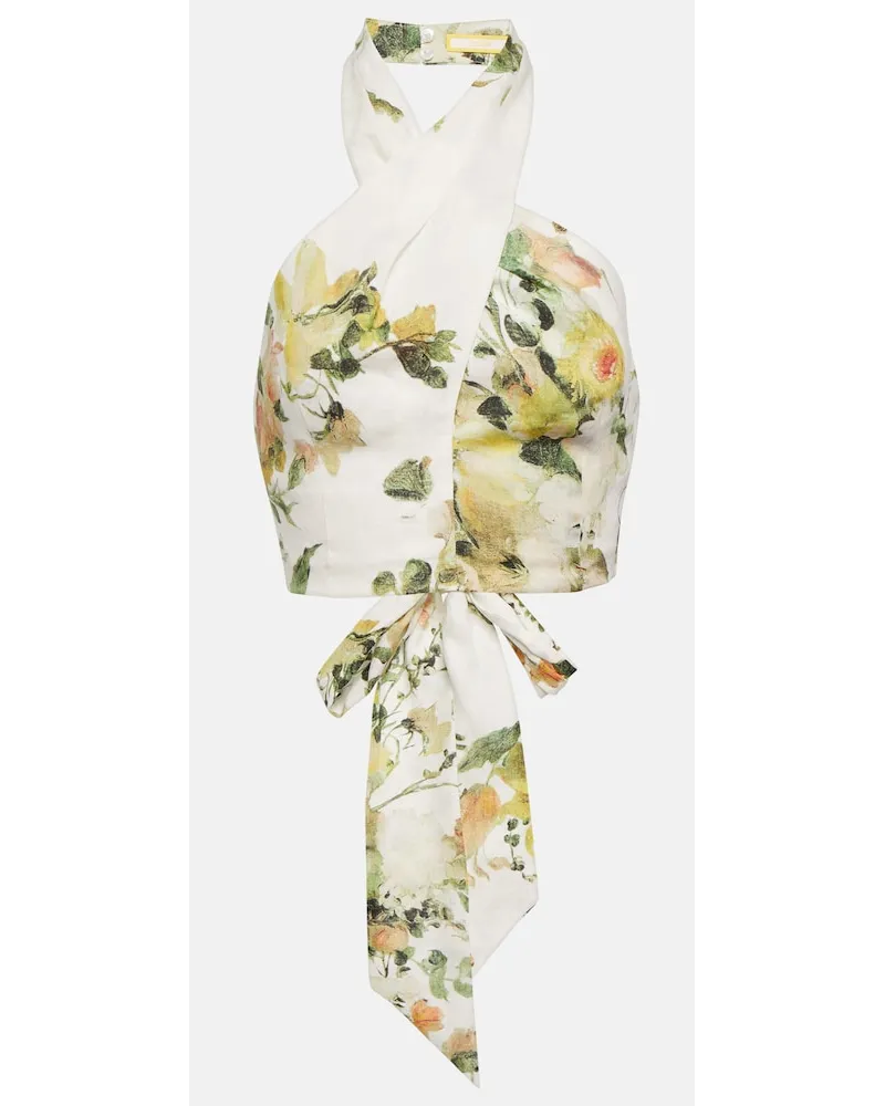 Erdem Top in lino con scollo allâamericana Bianco