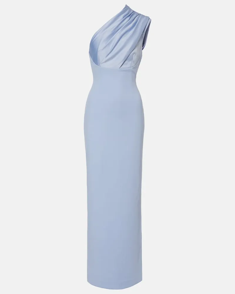 Solace London Abito lungo Gracie monospalla con satin Blu