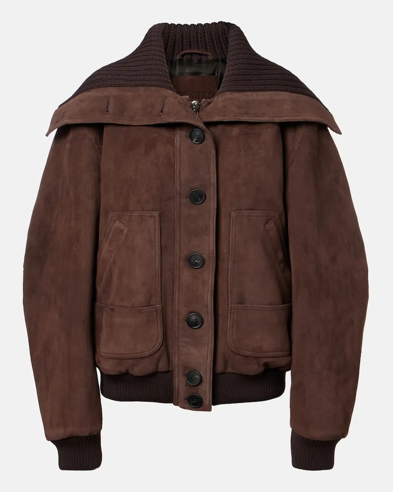 ATTICO Giacca bomber oversize in suede Marrone