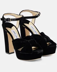 Jimmy Choo Sandali Heloise 120 in velluto con plateau Nero