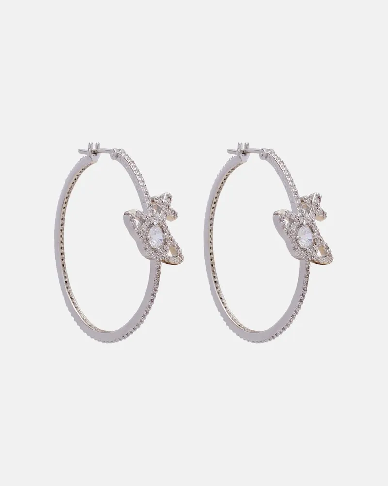 Vivienne Westwood Orecchini a cerchio Orb con cristalli Argento