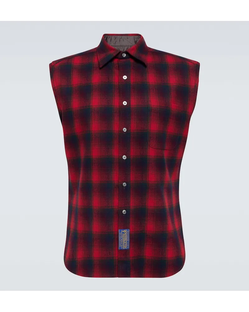 Maison Margiela x Pendleton - Camicia in lana senza maniche Rosso