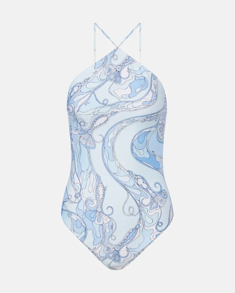 Emilio Pucci Costume intero Orchidee Blu