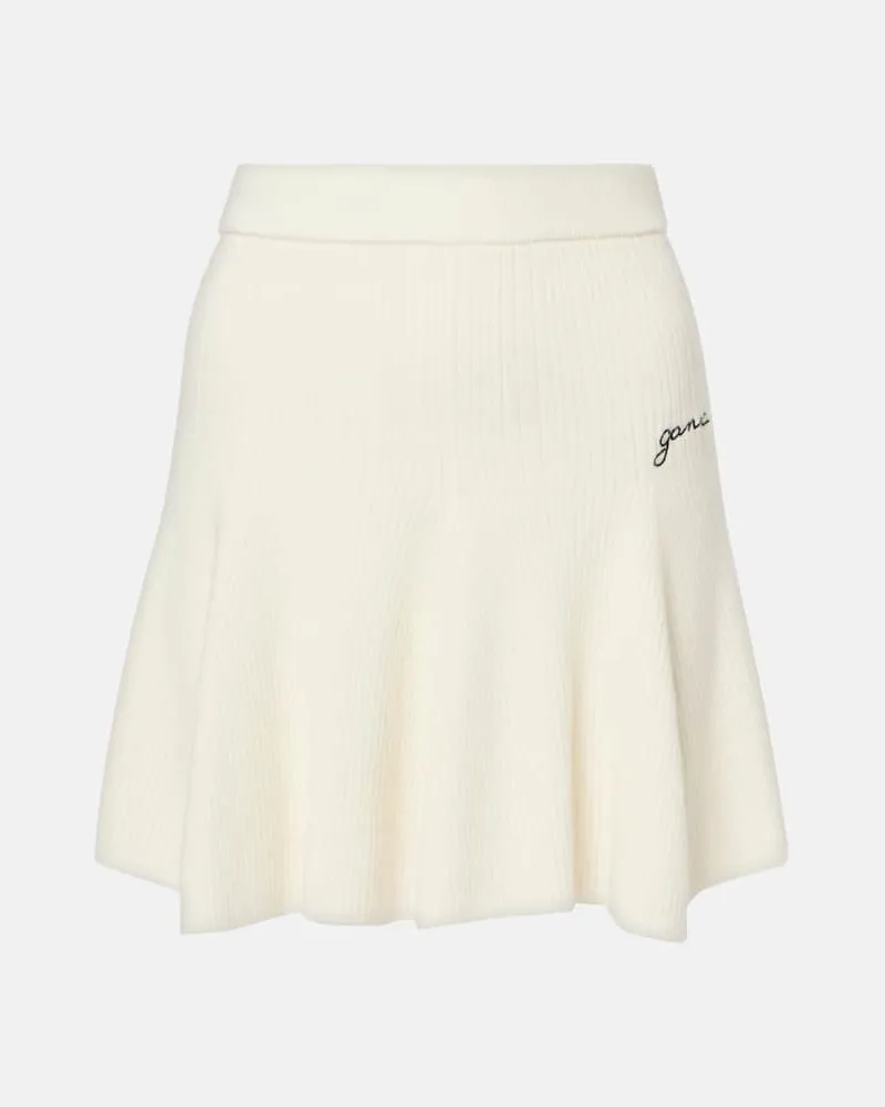 Ganni Minigonna in lana e cashmere Bianco