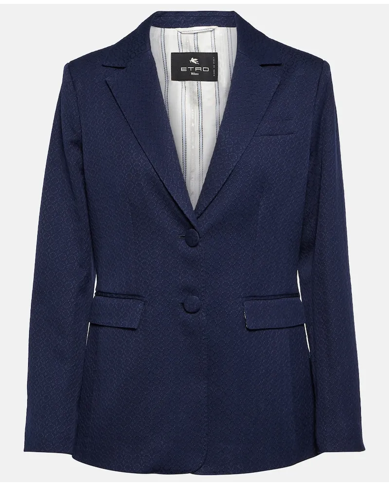 Etro Blazer in jacquard di cotone con stampa paisley Blu