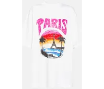 Balenciaga T-shirt Tropical Paris in jersey di cotone Bianco