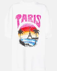 Balenciaga T-shirt Tropical Paris in jersey di cotone Bianco