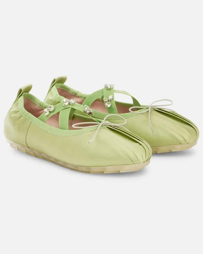 Simone Rocha Ballerine Grip in raso Verde