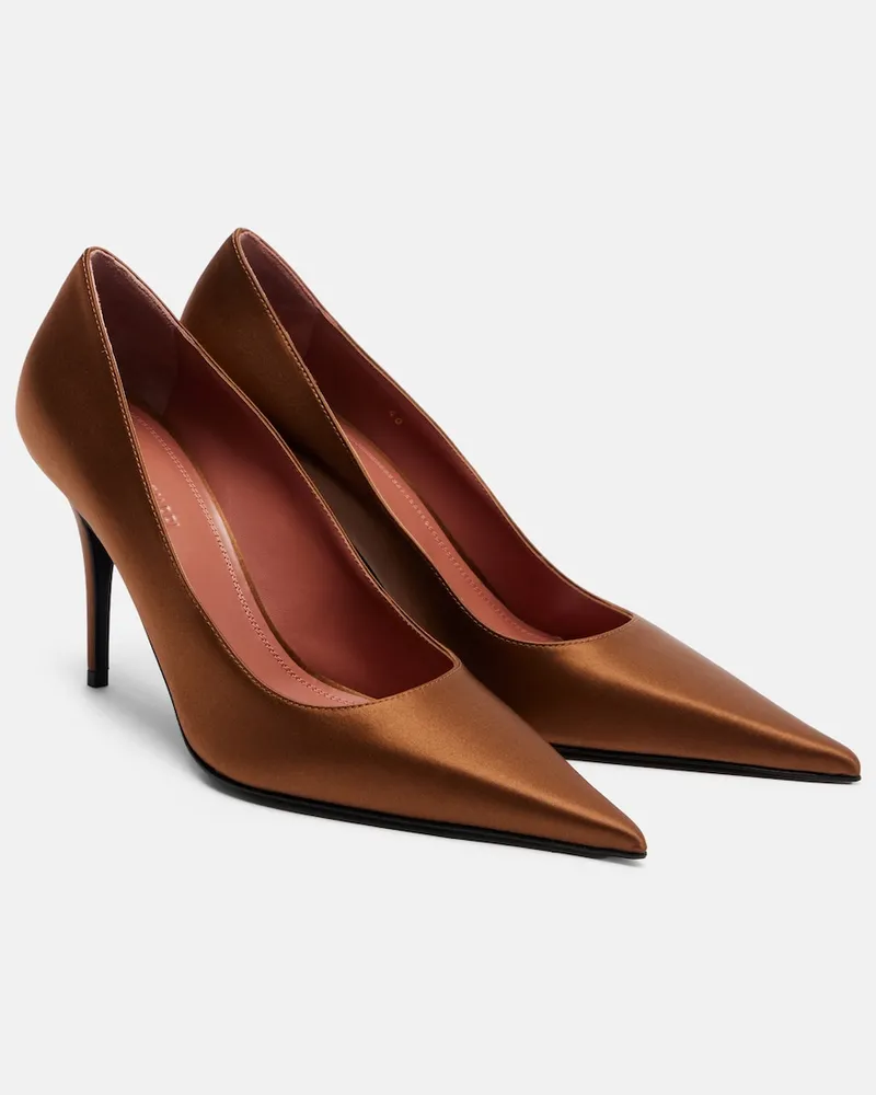 Amina Muaddi Pumps Barbara in raso Marrone