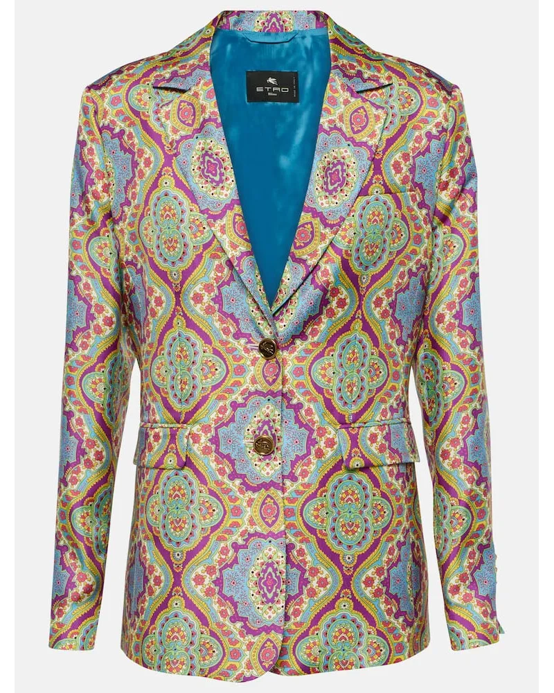 Etro Blazer monopetto in seta con stampa Multicolore