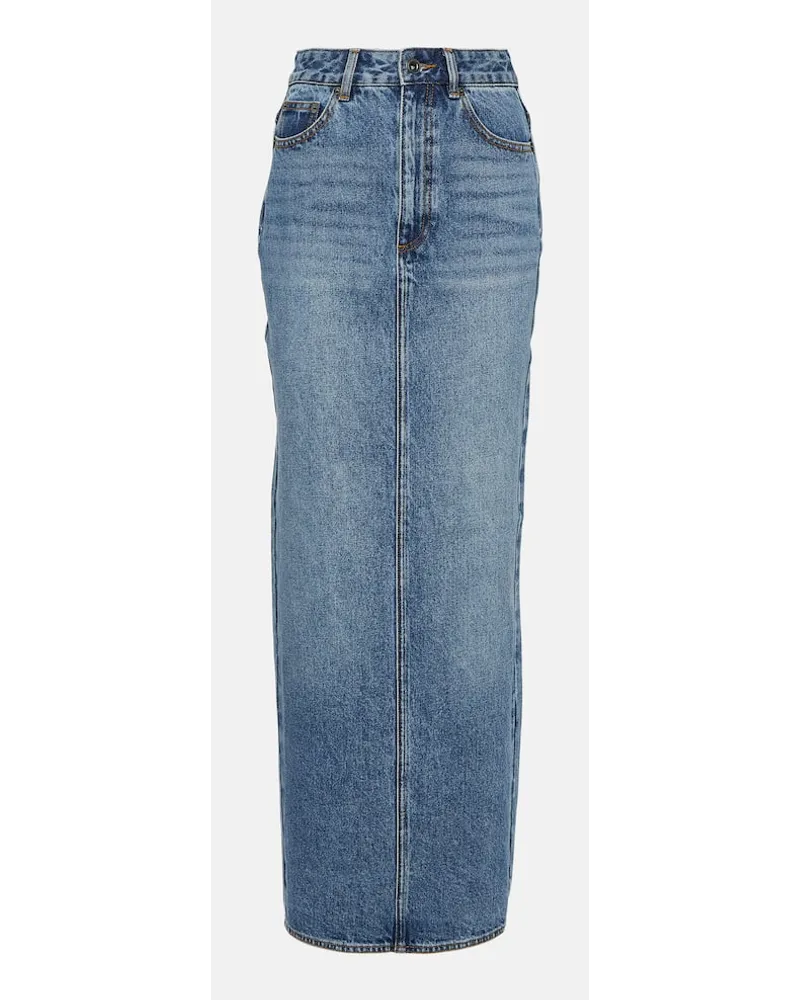 Self-Portrait Gonna lunga di jeans a vita alta Blu