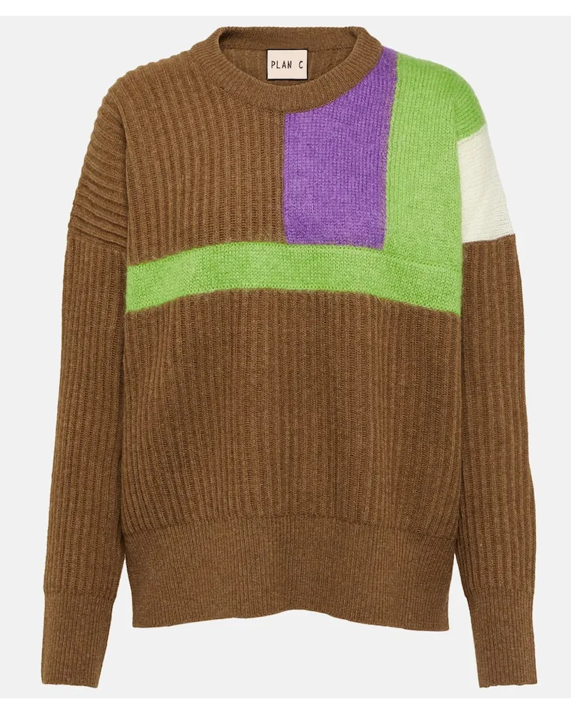 PLAN C Pullover in lana e cashmere Marrone