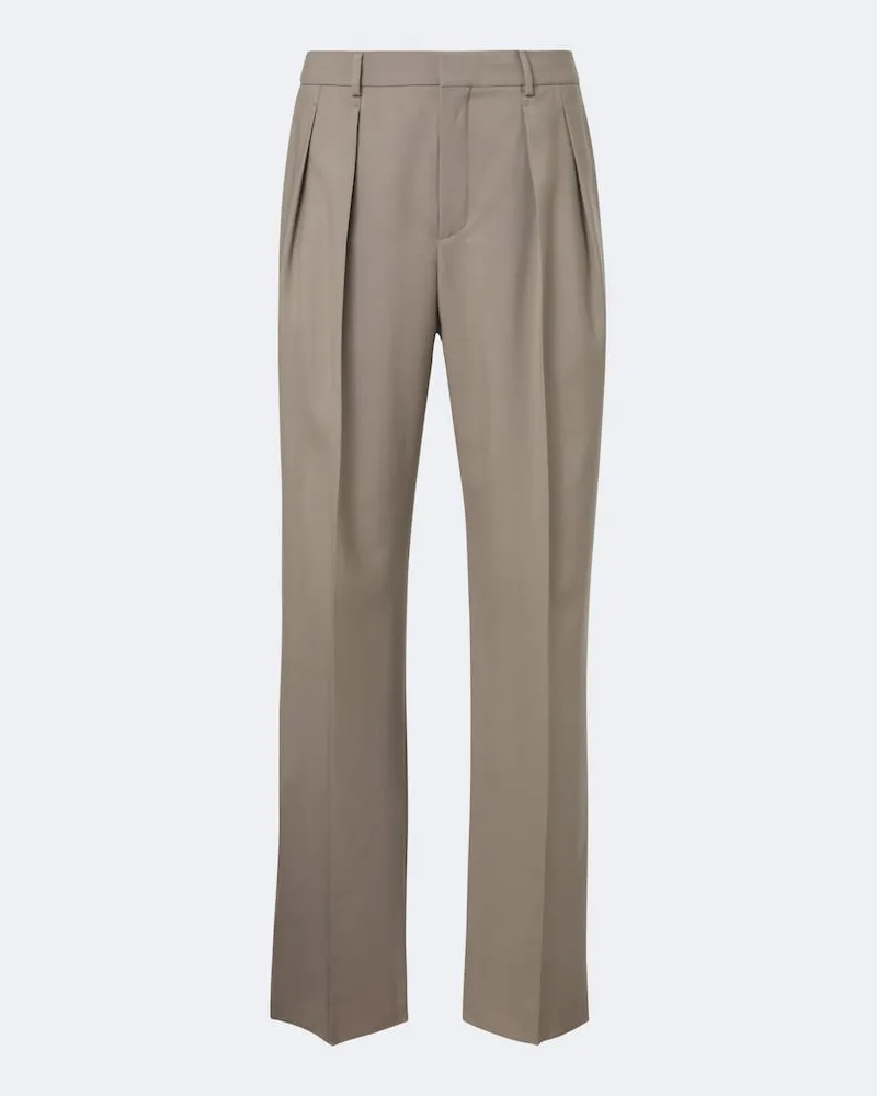 Saint Laurent Pantaloni dritti in lana e mohair plissé Grigio