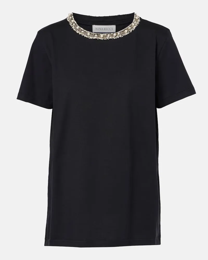 Nina Ricci T-shirt in cotone con decorazioni Nero