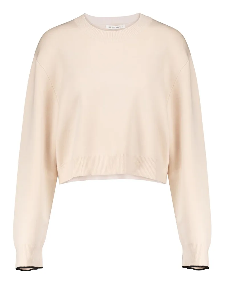 Live The Process Pullover cropped Nova in maglia stretch Bianco