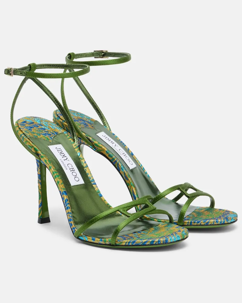 Jimmy Choo Sandali 1998 Leo in raso Verde