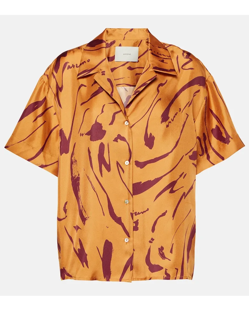 ASCENO Camicia Prague in twill di seta Multicolore