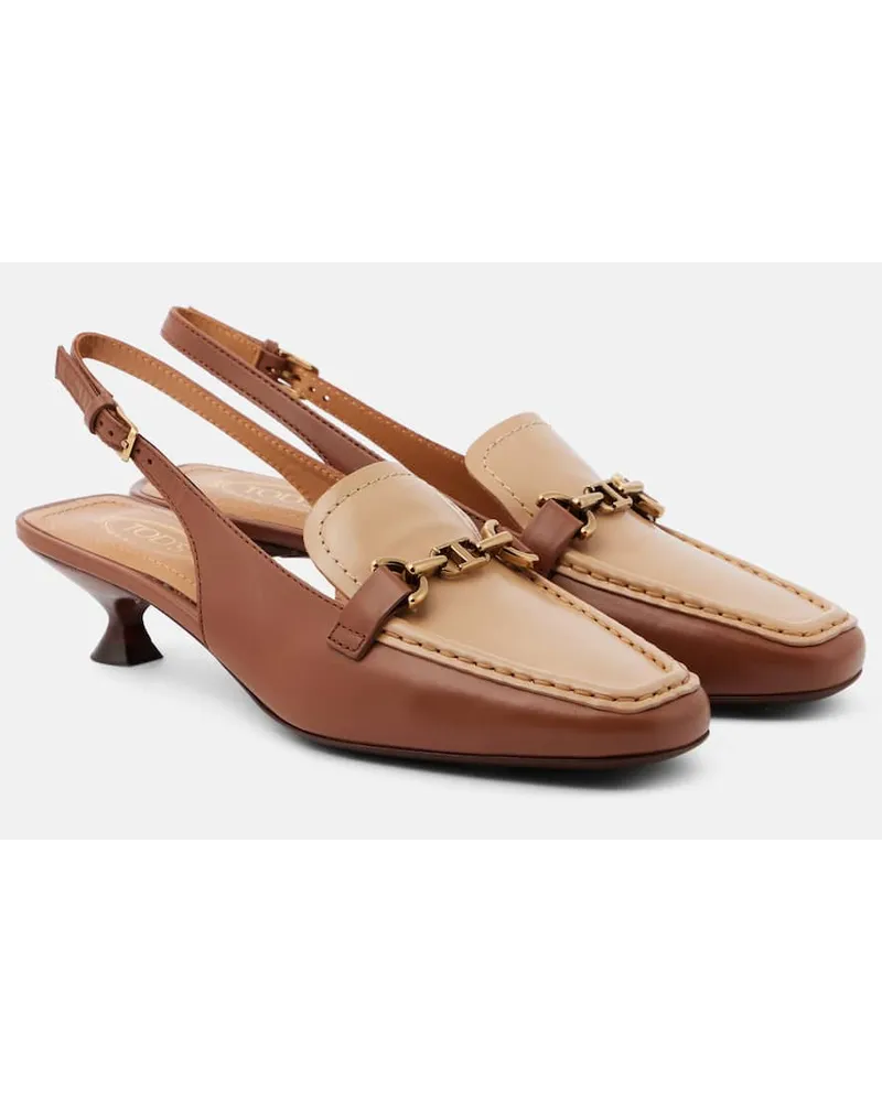 TOD'S Pumps slingback 35 in pelle Marrone