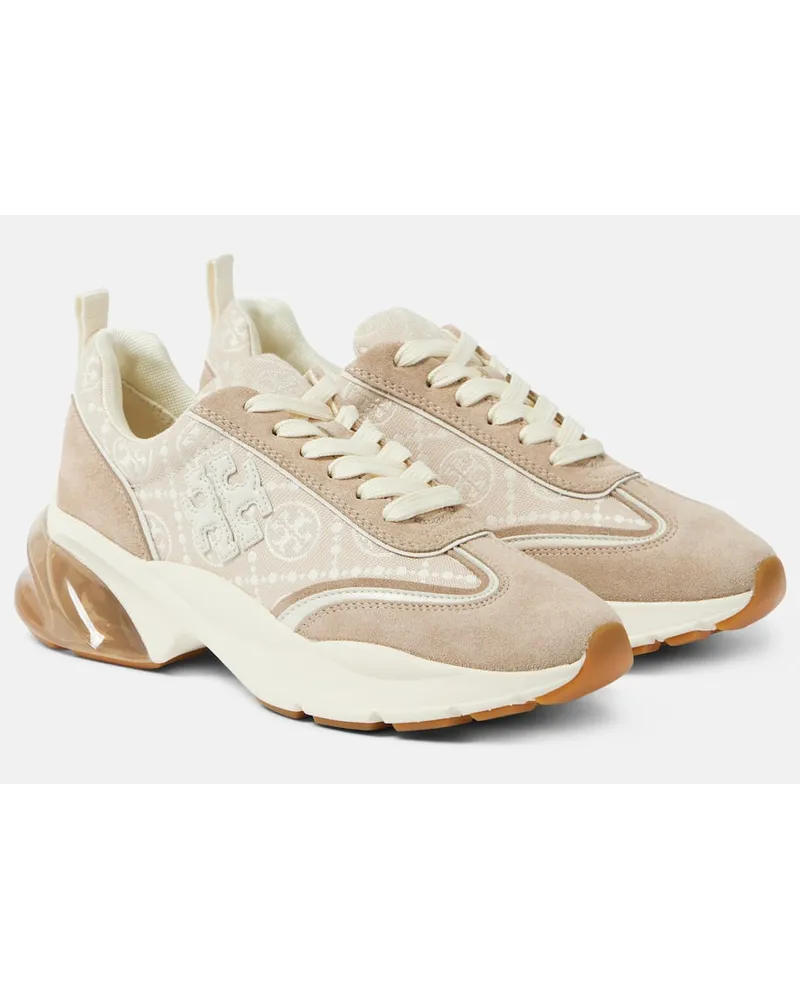 Tory Burch Sneakers Good Luck T Monogram con suede Neutro