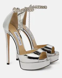 Jimmy Choo Sandali Max Bing 150 in pelle con plateau Metallizzato