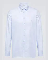 Etro Camicia Oxford in cotone con logo Blu