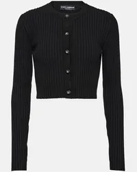 Dolce & Gabbana Cardigan cropped in maglia a coste Nero