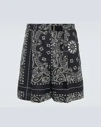 Sacai Shorts in popeline di cotone con stampa Multicolore