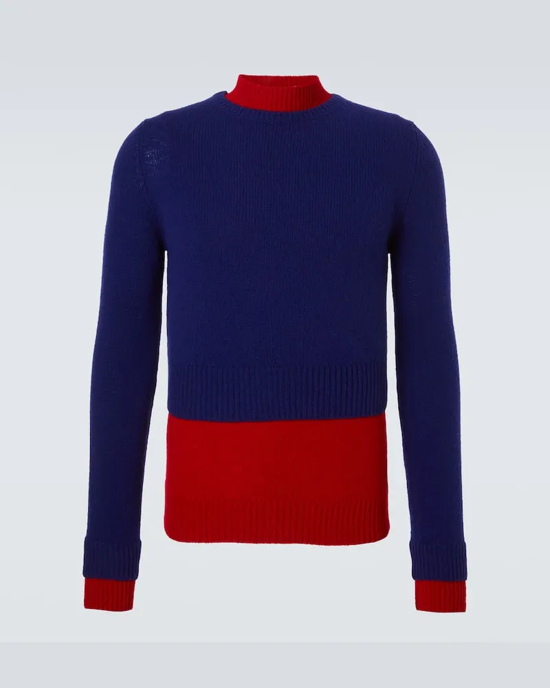 Jil Sander Pullover in lana a strati Blu