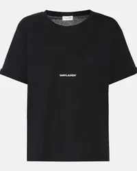 Saint Laurent T-shirt in cotone con logo Nero