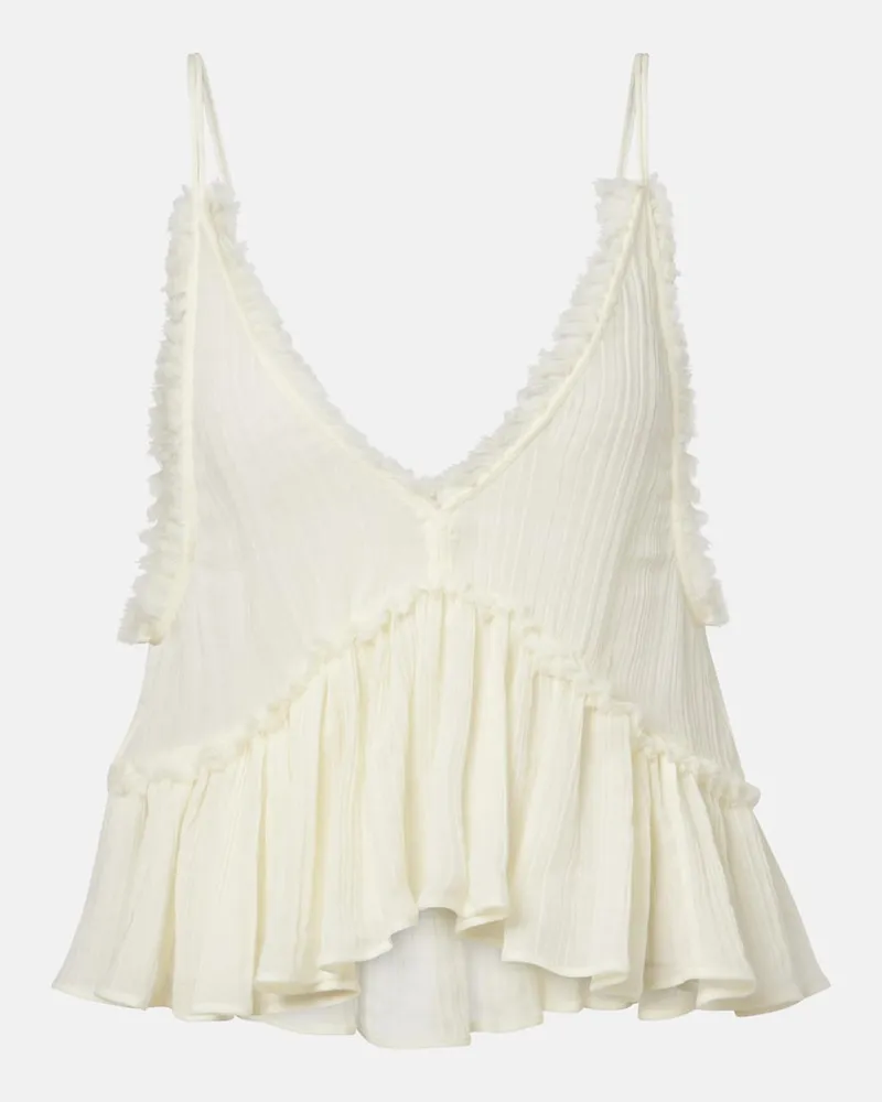 ATTICO Top in cotone con volant Bianco