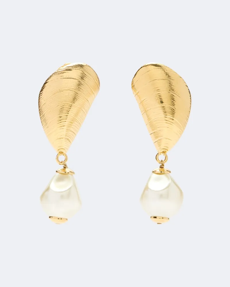 Oscar de la Renta Orecchini pendenti Mussel a clip Oro