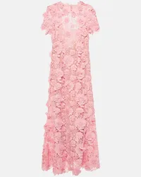 Oscar de la Renta Abito midi in pizzo Rosa