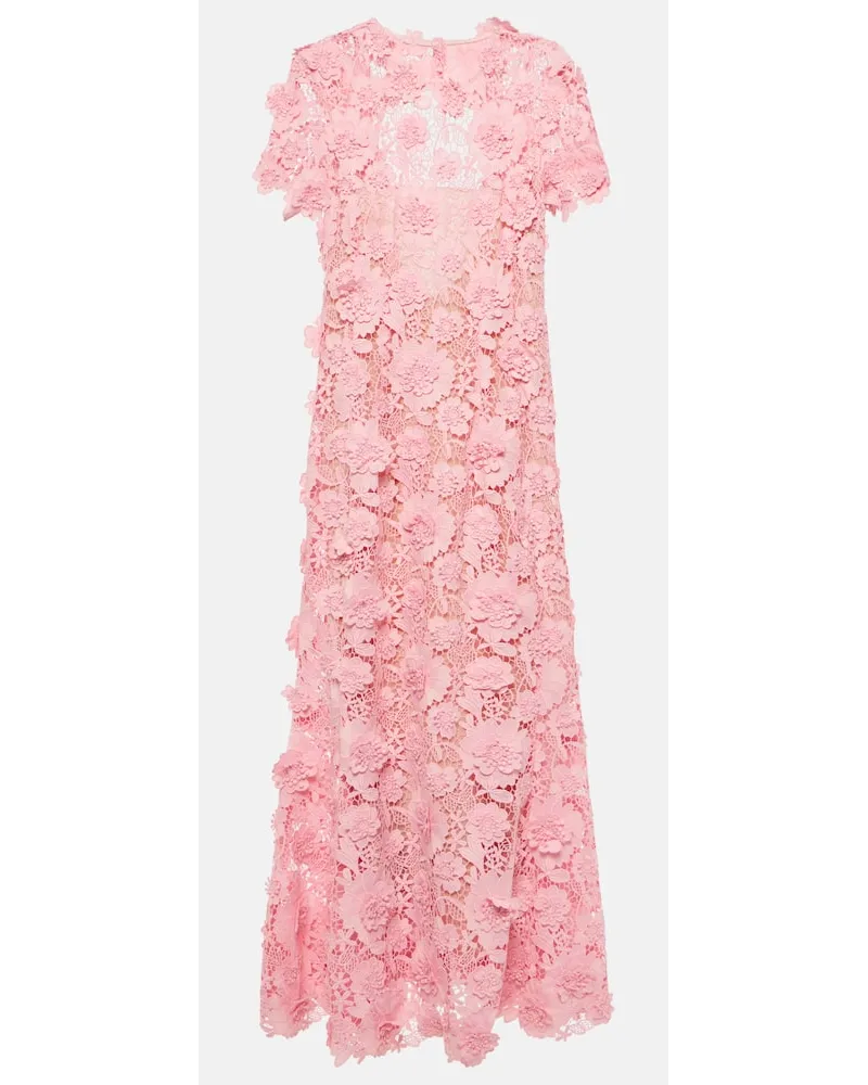 Oscar de la Renta Abito midi in pizzo Rosa