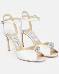 Jimmy Choo Sandali Sacora 85 in raso Bianco