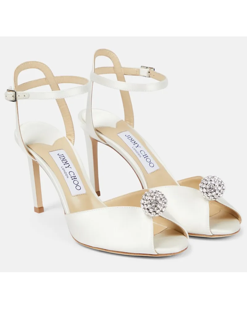 Jimmy Choo Sandali Sacora 85 in raso Bianco
