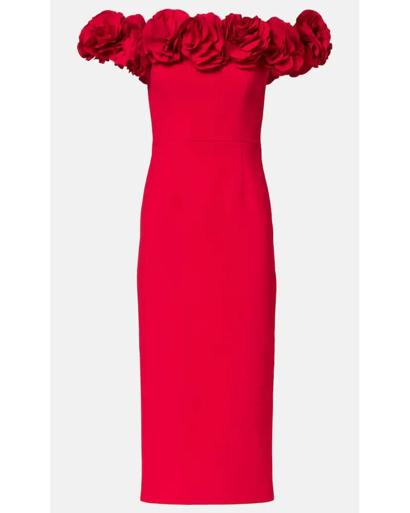 Rebecca Vallance Abito midi Odetta con applicazioni floreali Rosso